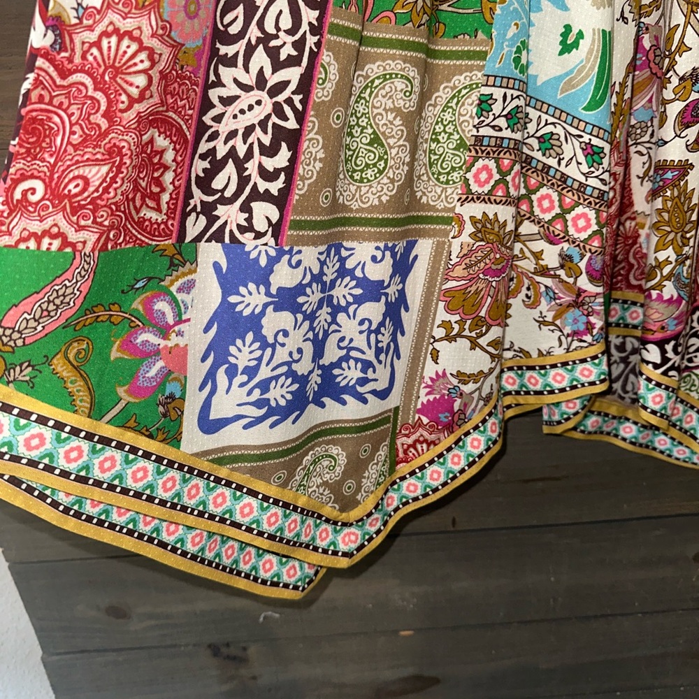ANTHROPOLOGIE Patchwork Print Wide leg pants. - Picture 2 of 7
